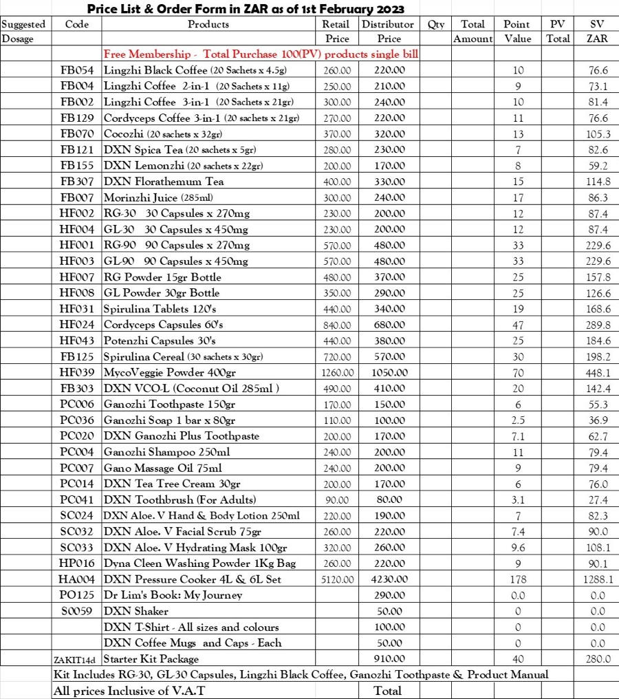 dxn-sa-dxn-south-africa-price-list-2023